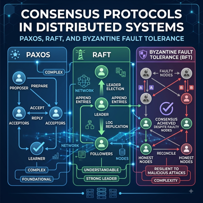 Consensus Protocols in Distributed Systems: Paxos, Raft, and Byzantine Fault Tolerance